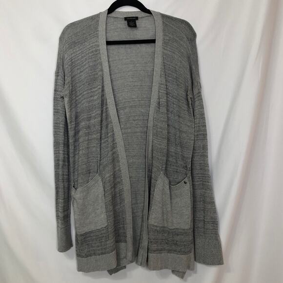 Calvin Klein Heathered Grey Open Front Cardigan Sweater Womens M Preppy Gray - Picture 1 of 8